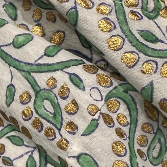 OLIPHANT design ruffle collar mini marseille Floral gold Dress S NWOT romantic - Picture 8 of 11